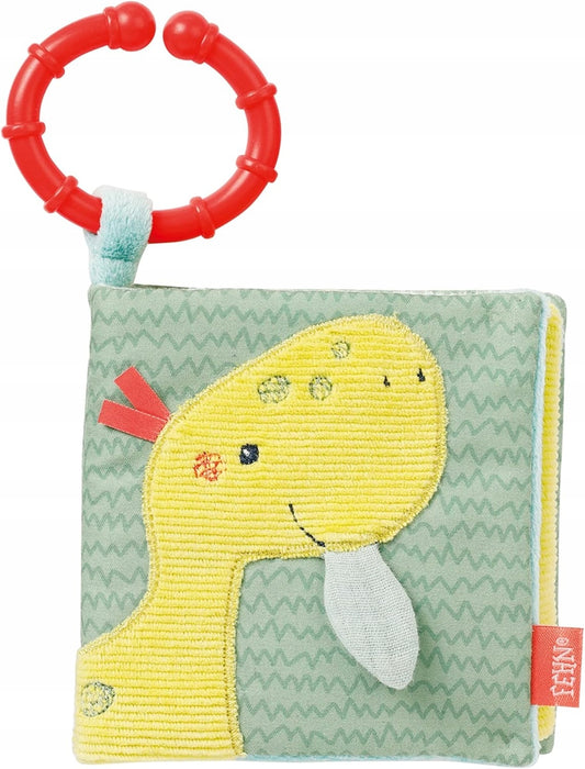 FEHN Happy Dino książeczka sensoryczna ZAWIESZKA 11 x 11 cm