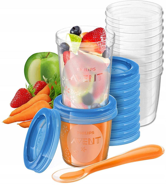 PHILIPS AVENT SCF721/20 set of food storage cups x 20 + spoon