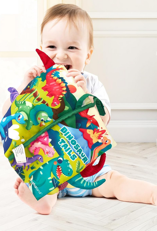 HAHALAND Dinosaur Tails livre sensoriel SUSPENSION 12,5 x 22 cm