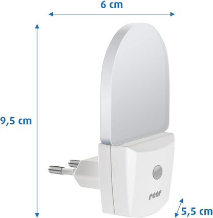 REER NightGuide lampka nocna LED do gniazdka, czujnik ciemności 6 x 9,5 cm