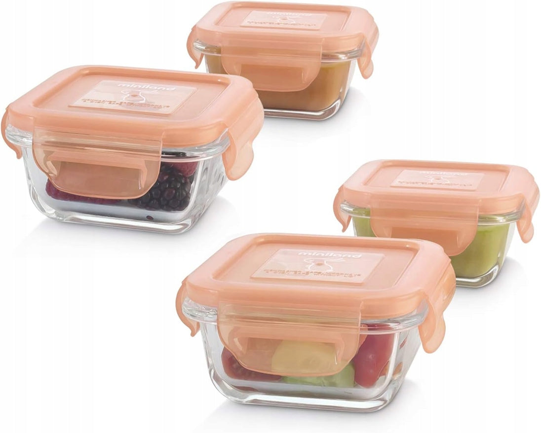 MINILAND NaturSquare üveg ételtároló dobozok 160 ml 4 db NYÚL