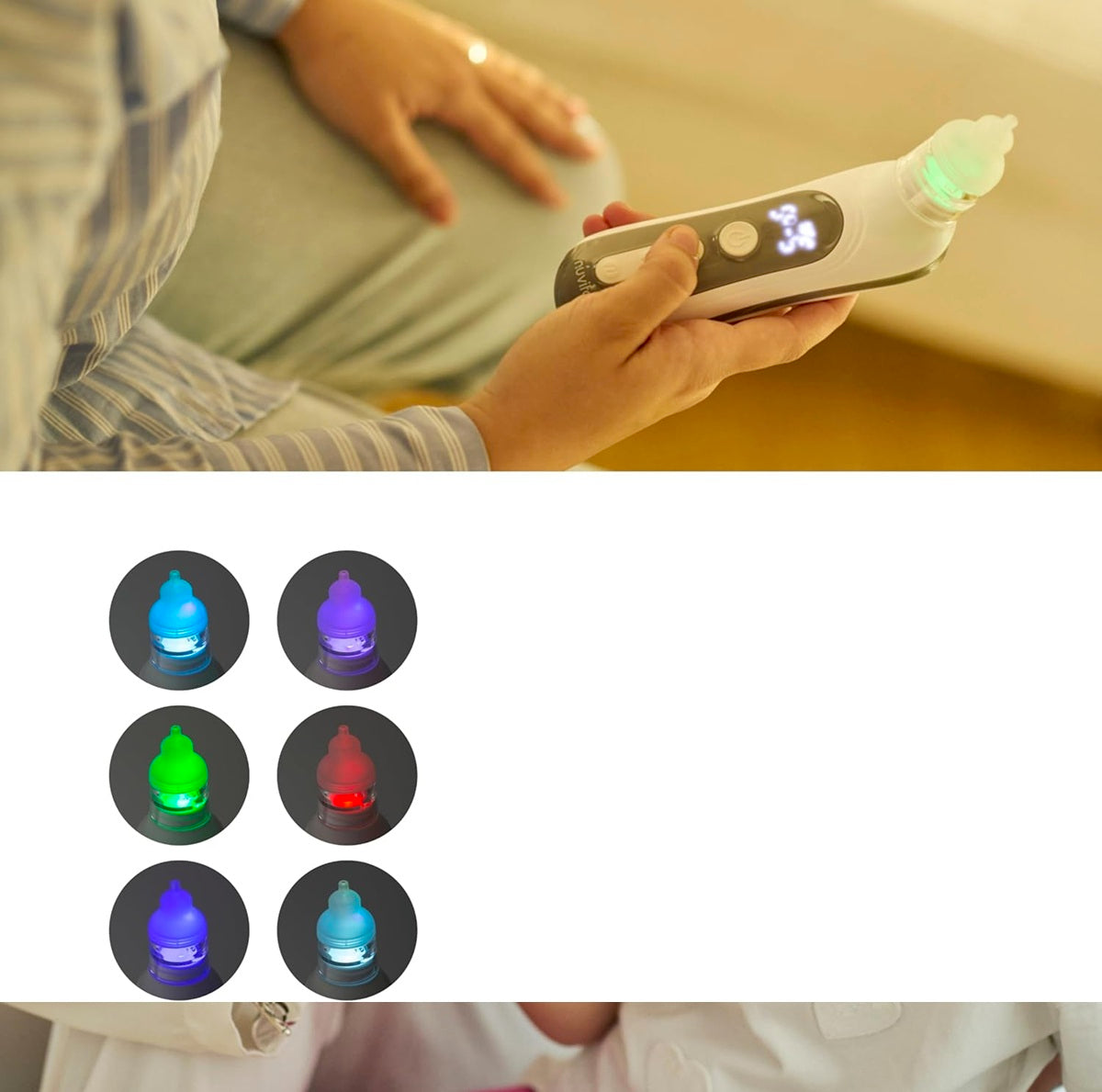 NUVITA aspirador nasal con luz y música + 3 puntas, funda y pinzas