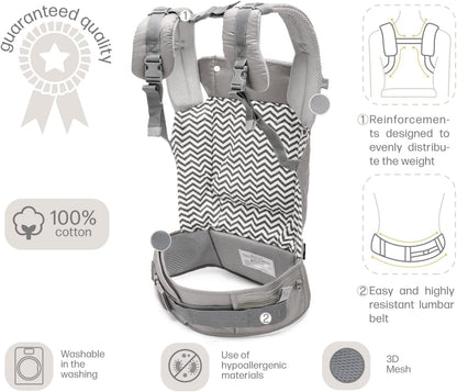 EBRAINIT ergonomikus hálós babahordozó 4 hónapos kortól 20 kg-ig