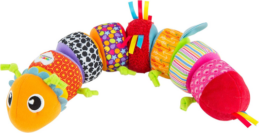 LAMAZE Mix & Match gąsienica sensoryczna z grzechotką 8 części na rzep 44 cm