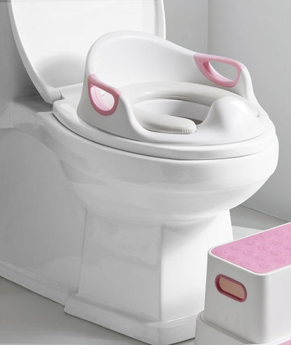 DEANIC toilet seat riser with a soft seat, handles, and lock