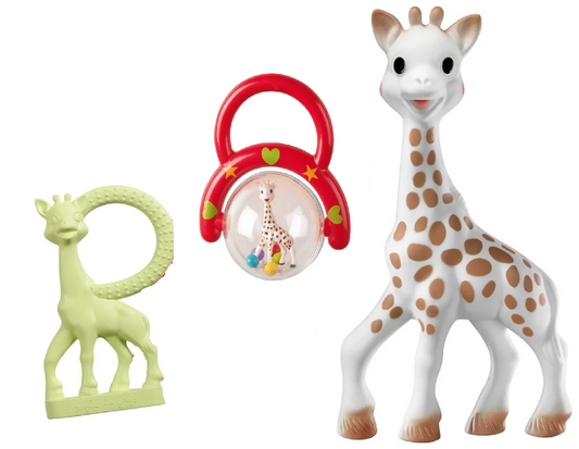 SOPHIE LA GIRAFE baba szett természetes rágóka csörgő 3 db-os