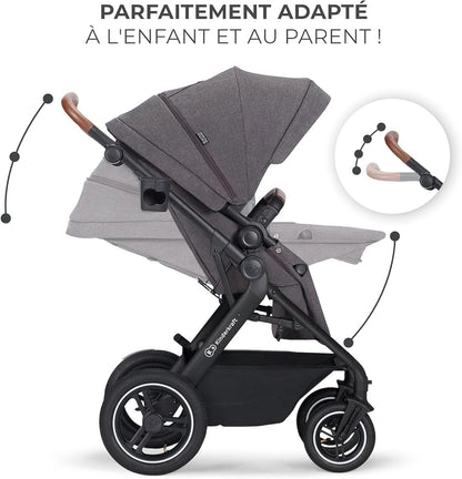 KINDERKRAFT B-TOUR 3w1 wózek wielofunkcyjny do 22kg + fotelik MINK PRO – LIGHT GREY – zdjęcie 4