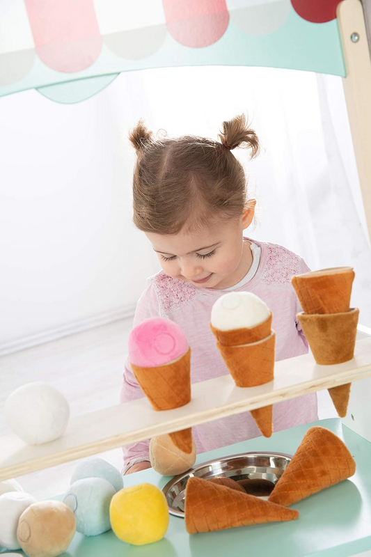 Set gelato in peluche ROBA con magneti 3 coni 6 palline