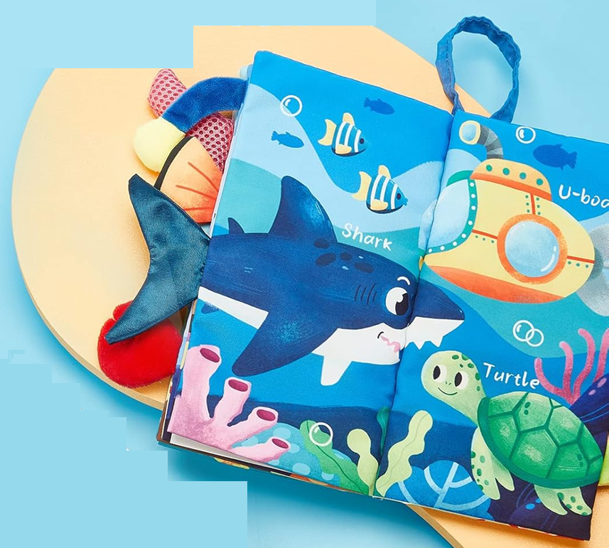 HAHALAND Animali Marini libro sensoriale CIONDOLO 12,5 x 22 cm