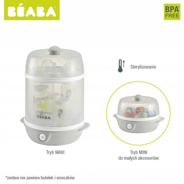 BEABA Steril'Express 2w1 STERYLIZATOR PAROWY, sterylizator parowy 2 w 1, BPA free, tryb MAXI i MINI