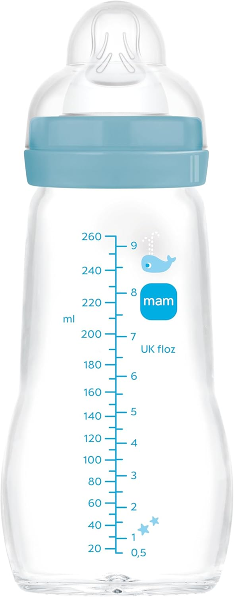 MAM Feel Good Glasflasche 260 ml, Sauger 1, langsamer Durchfluss, 0+ – Produktfoto 2