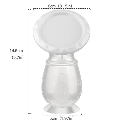 KOLEKTOR silikonowy do zbierania pokarmu 90ml, przezroczysty, 14,5 cm wysokości, 8 cm szerokości