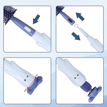 ABIRDON 3 in 1 spazzole in silicone per la pulizia di biberon, tettarelle e cannucce 28cm