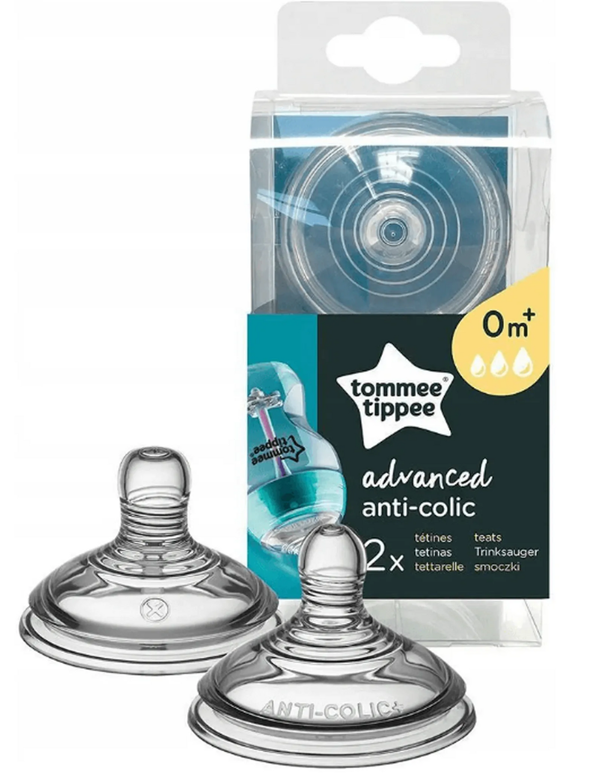 TOMMEE TIPPEE advanced anti-colic antikolikové cumlíky 0m+ x2