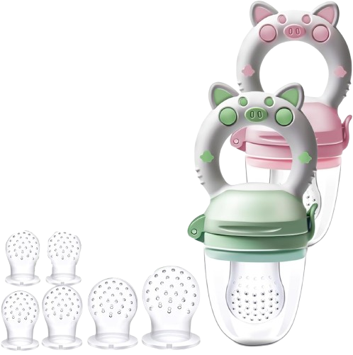 KAIYINGXIN bijtring fruitdispenser voor kinderen 3-24 m 2 stuks 8 speentjes