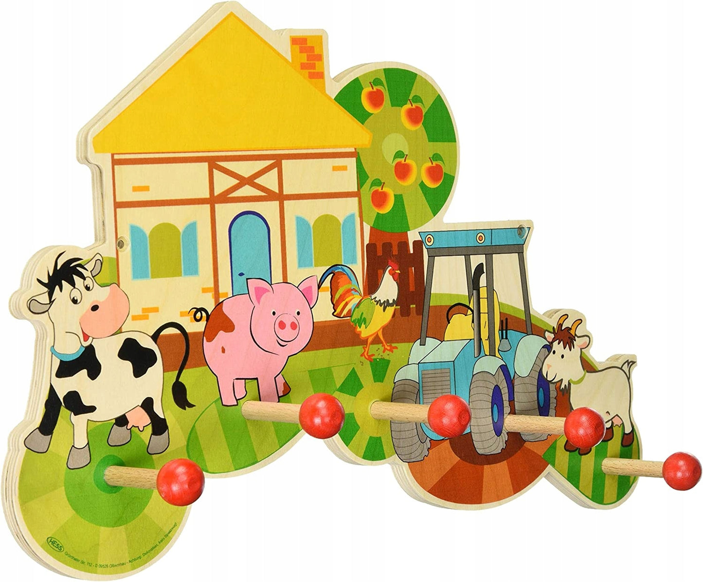 HESS drewniany wieszak z 5 haczykami FARMA