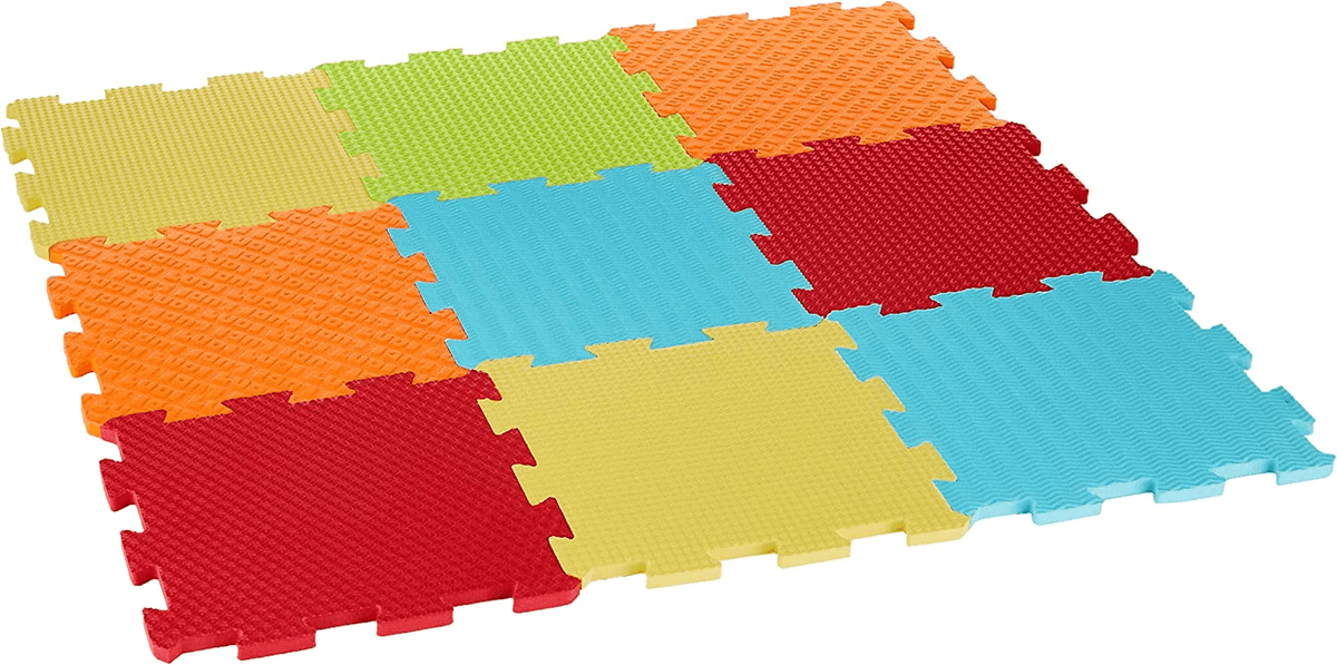 LUDI mata składana puzzle SENSORYCZNE 90x90 kolorowa piankowa mata edukacyjna o różnych strukturach dla dzieci 10 m+