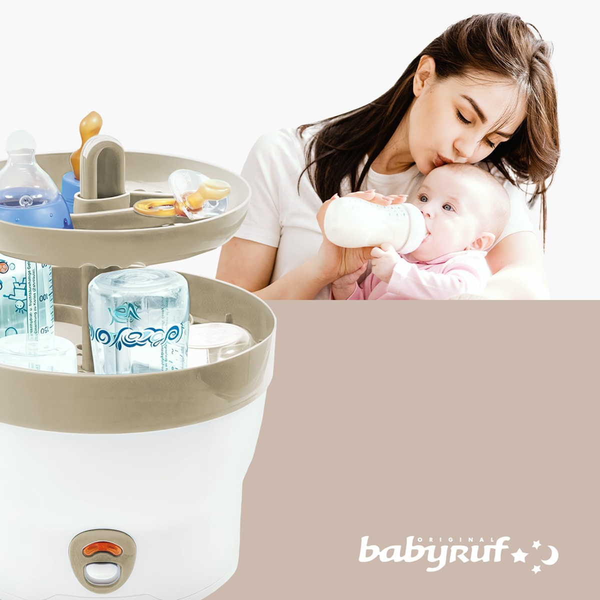 BABYRUF BS29 sterilizator electric cu aburi pentru 6 biberoane în 11 minute + clești