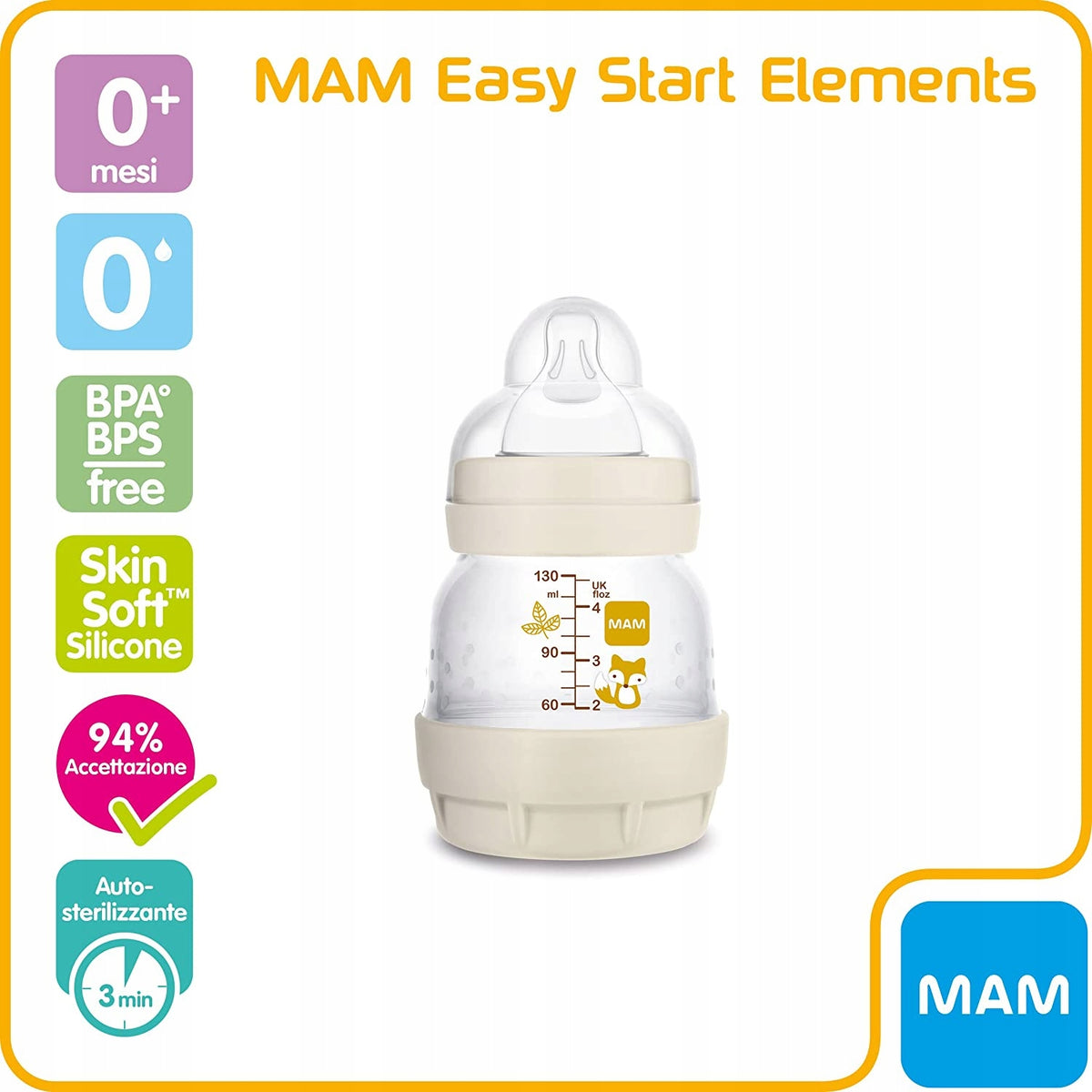 MAM Easy Start αντικοπροστατευτικό μπιμπερό 130ml + θηλή