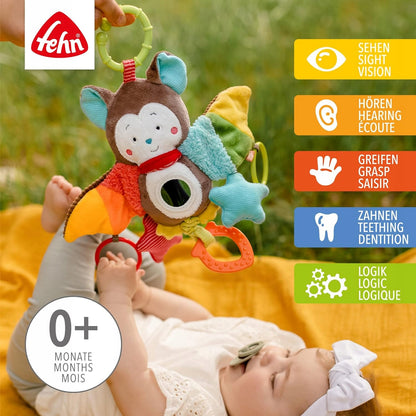 FEHN stroller and car seat hanging toy with rattle and clip, BAT 29 cm