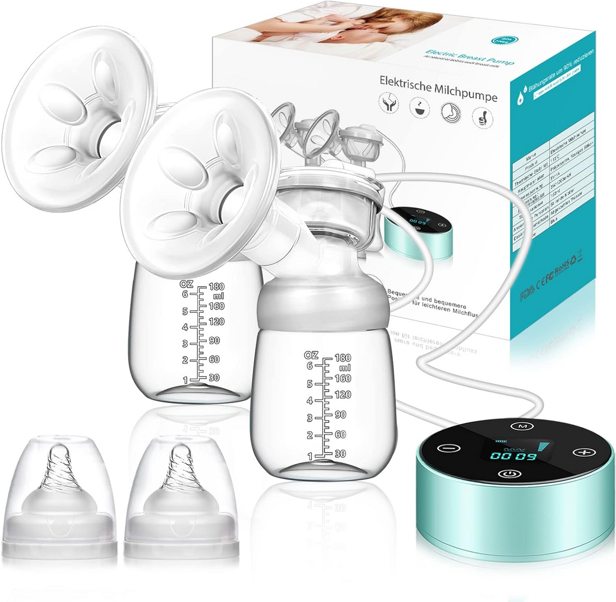 PIAEK dvojitá elektrická odsávačka mléka BPA FREE