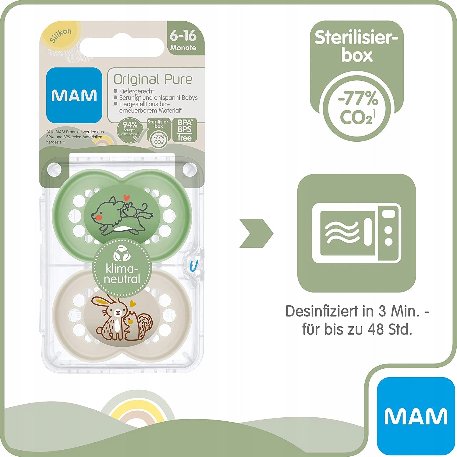 MAM PURE smoczek uspokajający x2 6-16 +box