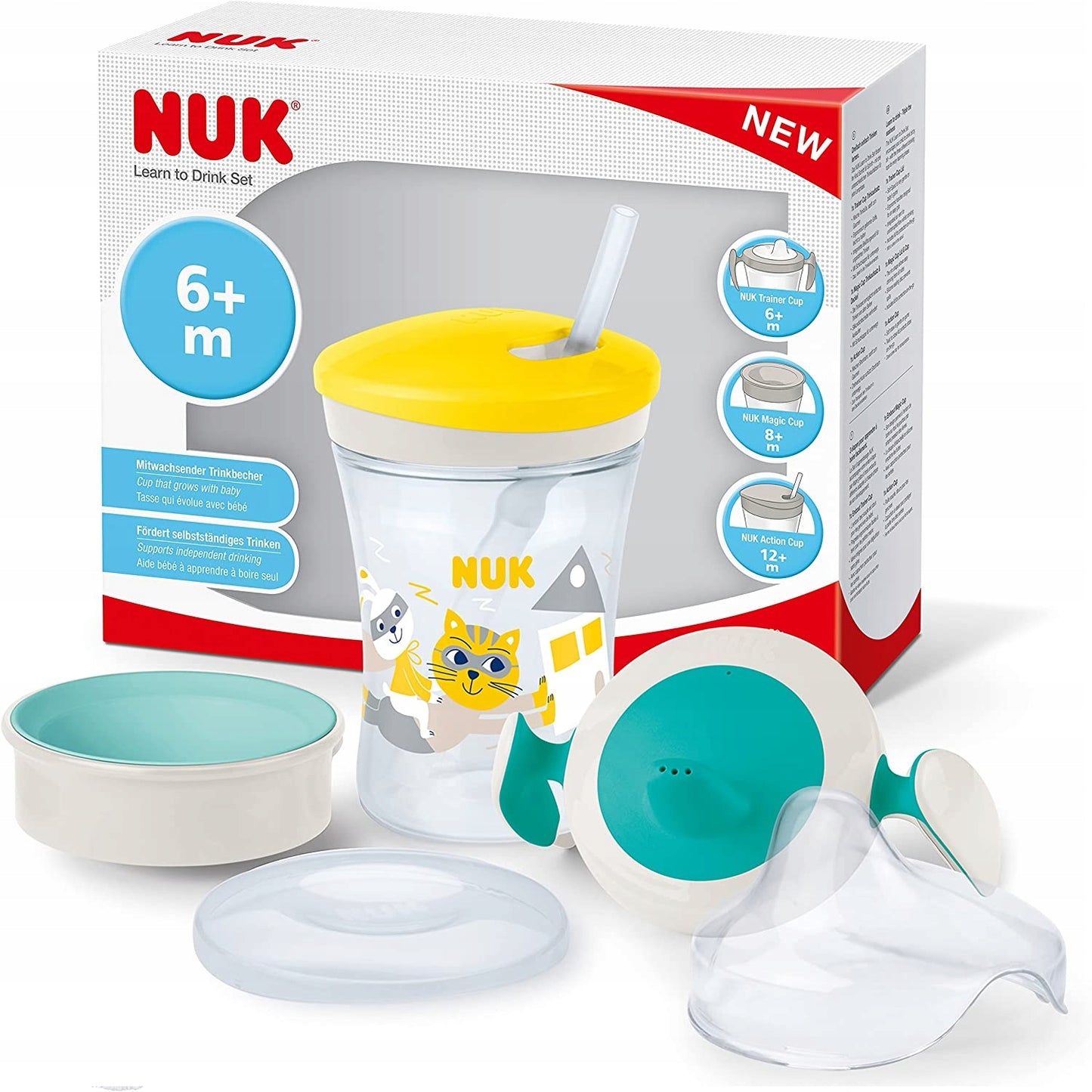 NUK drinking training set, cup + 3 spouts