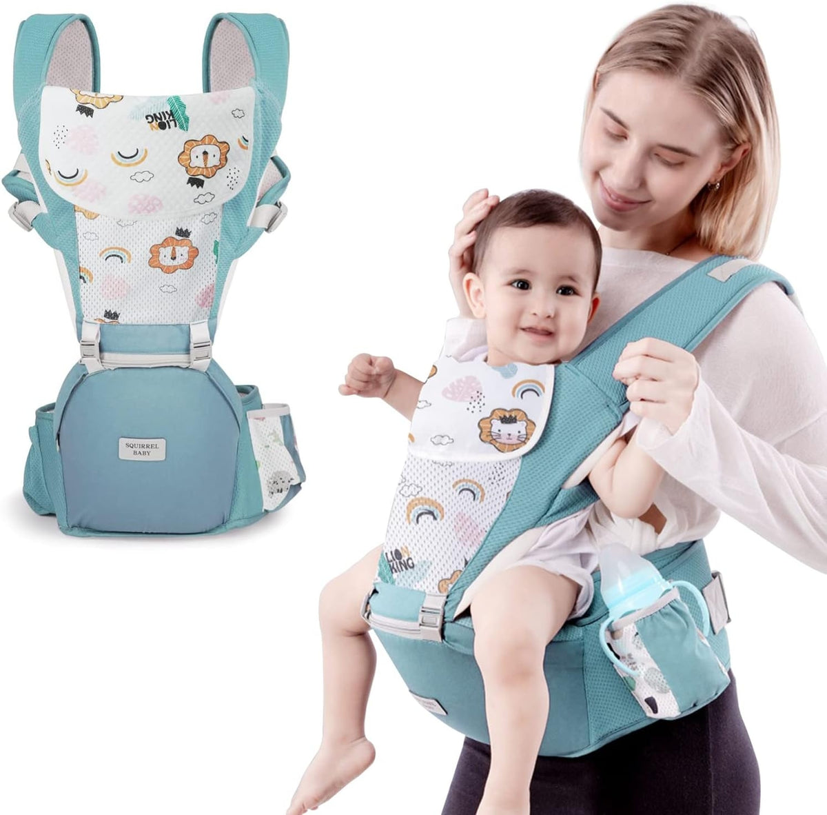 NUKIED ergonomische Babytrage mit Hüftgurt 6-in-1