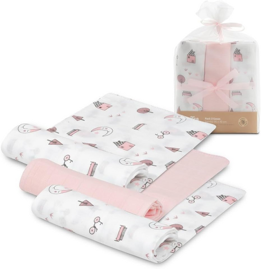INTERBABY otulacze muślinowe 3 db bambus bawełna 55 x 70 cm