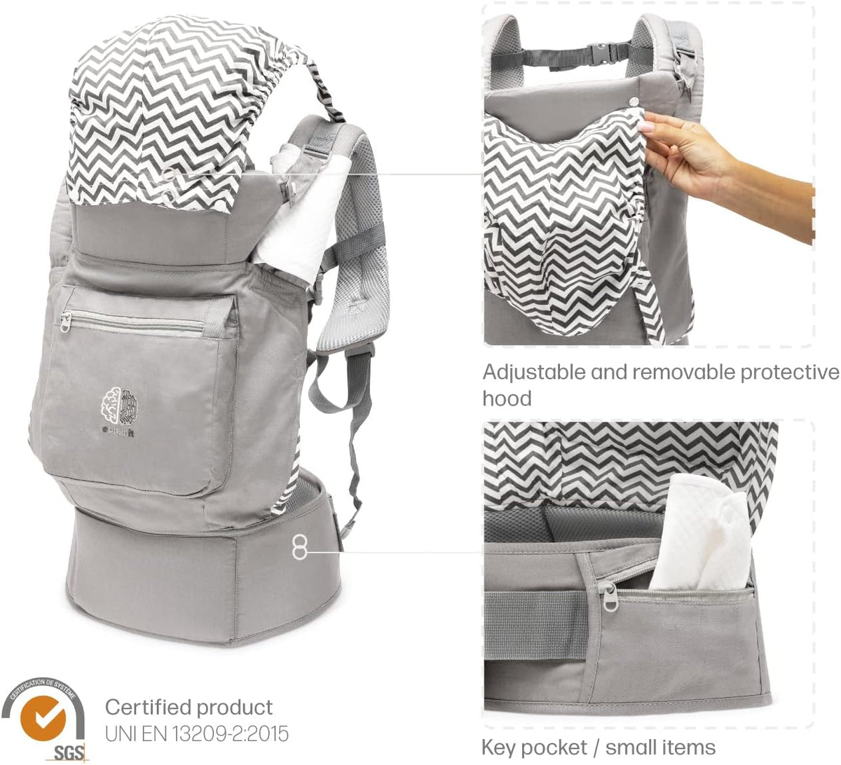 EBRAINIT ergonomikus hálós babahordozó 4 hónapos kortól 20 kg-ig
