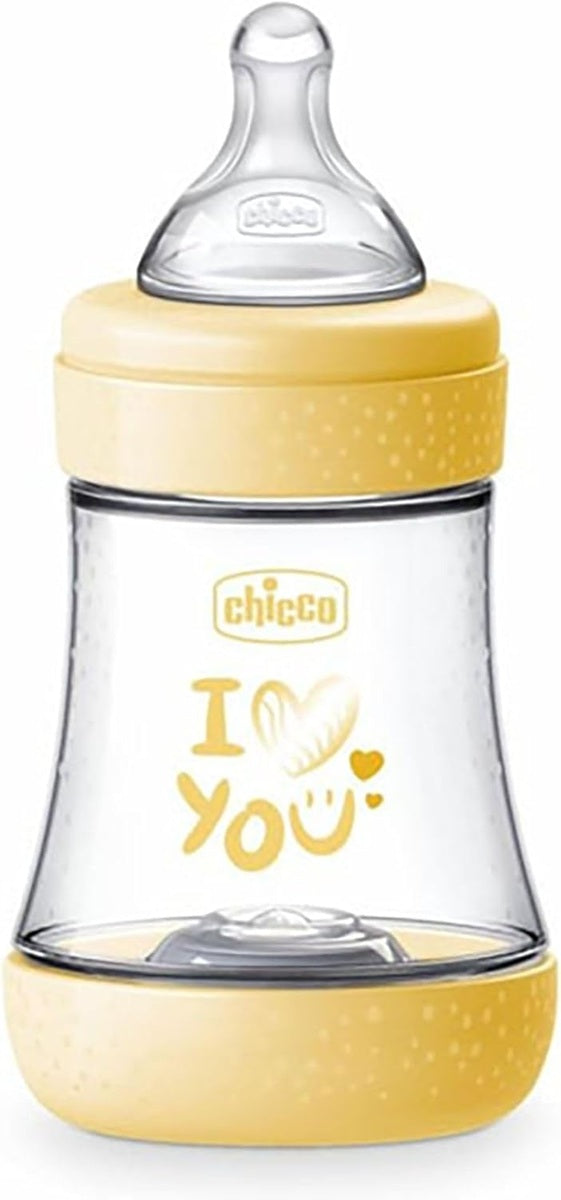 CHICCO Perfect 5 antikolikos cumisüveg 150 ml, 1-es fokozatú lassú áramlású cumi, 0+ hónapos kortól