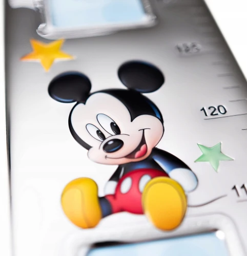 VALENTI Disney Mickey egér magasságmérő ezüstből és fából 140 cm
