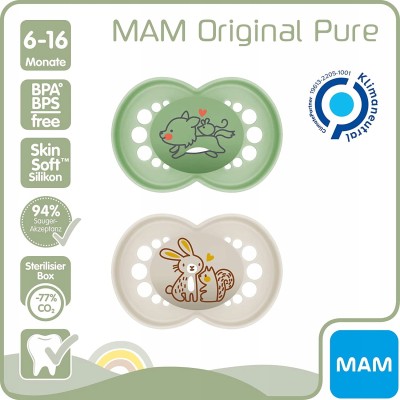 MAM PURE nyugtató cumi x2 6-16 +doboz
