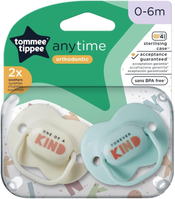 TOMMEE TIPPEE AnyTime nyugtató cumik x2 0-6 hó ORTODONTIKUS