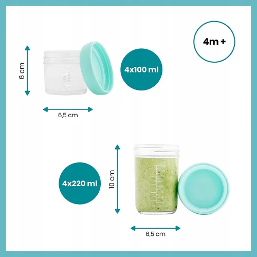 BABYMOOV Babybols üvegtárolók 4x220 ml, 4x100 ml