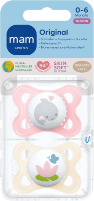 MAM ORIGINAL nyugtató cumi x2 0-6 hó SZILIKON