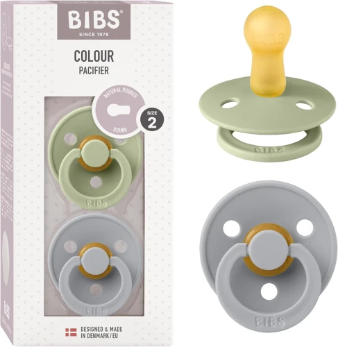BIBS COLOUR nyugtató cumik 2db-os csomag, kaucsuk, 6 hónapos kortól