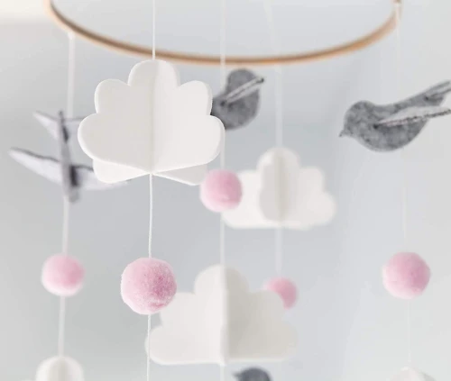 SWECOMZE fa és textil BOHO babaágy forgó