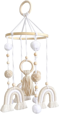 SWECOMZE fa és textil BOHO babaágy forgó