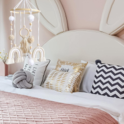 SWECOMZE fa és textil BOHO babaágy forgó