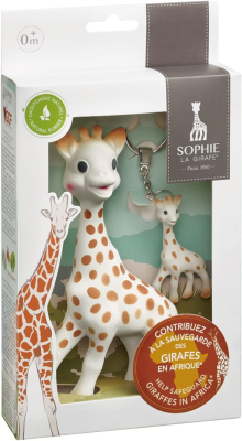 SOPHIE LA GIRAFE természetes rágóka SO PURE 18CM + kulcstartó