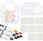 AOLSO fehér előkék festéshez x8 + filctollak x8 + sablon x8