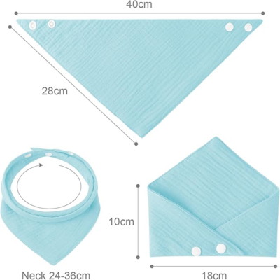 LULU MOON muszlin előke bandana patenttal 0-36 hó x8