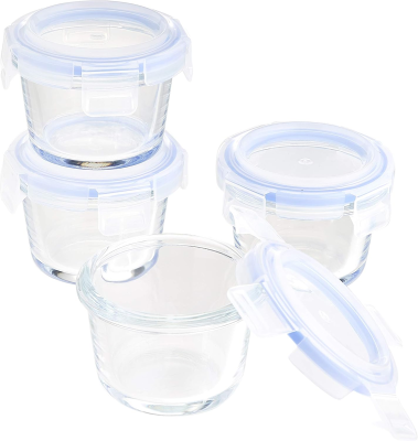BASIC üveg ételtároló készlet x4 fedővel 144ml