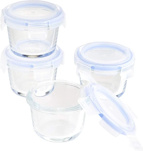 BASIC üveg ételtároló készlet x4 fedővel 144ml