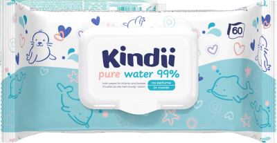 KINDII Pure Water 99 vízzel átitatott nedves törlőkendő x60