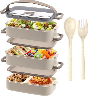 LUNCHBOX uzsonnás doboz három rekesszel + evőeszközök 2200ml