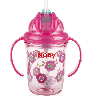NUBY Flip-it Cup csöpögésmentes szívószálas pohár 12 hó+ 240 ml