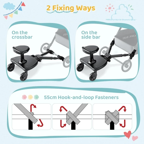 BUGGY BOARD univerzális babakocsi fellépő, akár 25 kg-ig, SZÉLES ÜLŐFELÜLET