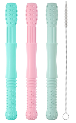 HOPTON szilikon rágóka masszírozó 3 darab + tisztítókefe 16,8 cm